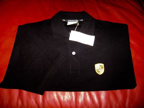 Porsche design drivers selection black short sleeved polo shirt, usa size l, nwt