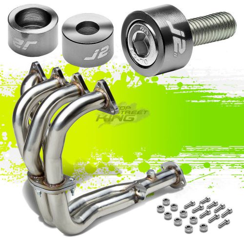 J2 for 92-93 da/db b18 exhaust manifold 4-2-1 header+gun metal washer cup bolts