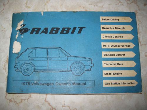1978 VW Volkswagen Rabbit Factory Owners Manual Guide Book Brochure, US $10.00, image 1