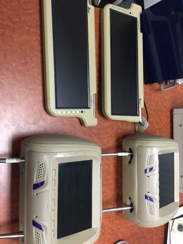 Lot of 4 universal beige/ tan headrest visor tvs tested and working!!