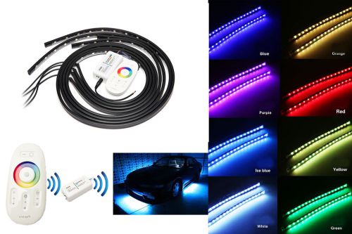 4x multiple color led strip undercar tube underglow neon light with touch remote