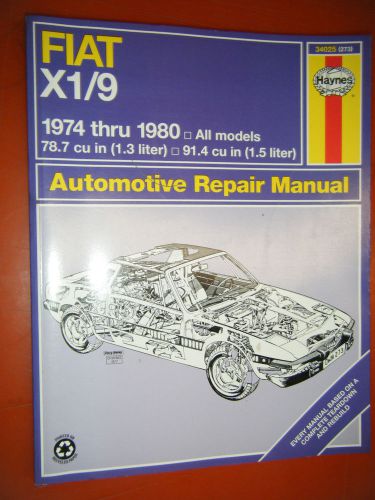 1974-1980 fiat x1/9  haynes repair manual workshop 75 76 77 78 79 service shop