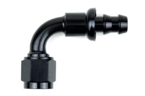 -6an twist lok 90 degree hose end slip fit push lock black 6 an flare 8090-06b
