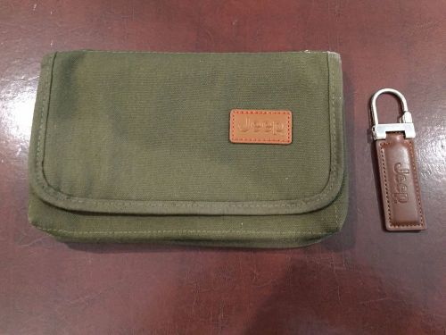 Authentic jeep owner manual case bag &amp; jeep keychain