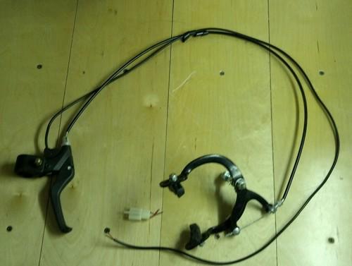 Razor e175. front brake caliper w pads,cables and plug. complete