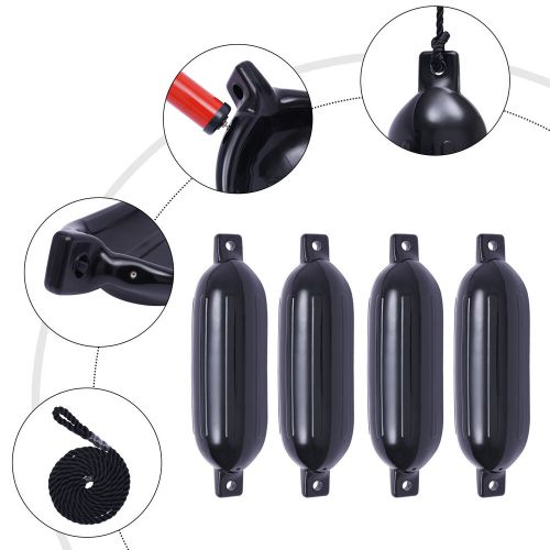 6.5" x 24" Boat Fender Bumper Dock Shield Protection w/ Pump 4pcs Ribbed Marine, US $55.01, image 15