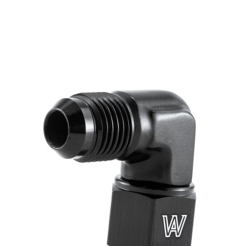 Aluminum -6an flare 90 degree female/male fitting union black