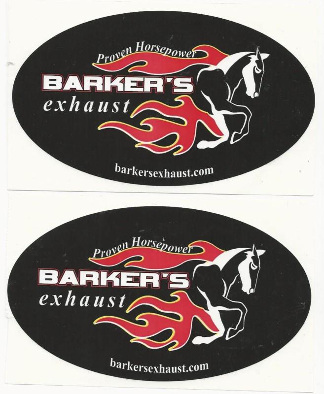 2 x barker's exhaust racing decals sticker 4-7/8 inches long size new