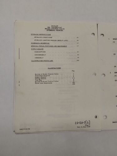 Dunlop Mk3 Hydraulic Brake Control Valve Part No AC66867 Overhaul Illust. Parts, US $19.95, image 3