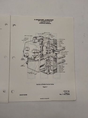 Dunlop Mk3 Hydraulic Brake Control Valve Part No AC66867 Overhaul Illust. Parts, US $19.95, image 5