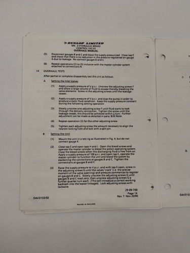 Dunlop Mk3 Hydraulic Brake Control Valve Part No AC66867 Overhaul Illust. Parts, US $19.95, image 11