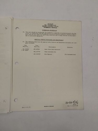 Dunlop Mk3 Hydraulic Brake Control Valve Part No AC66867 Overhaul Illust. Parts, US $19.95, image 13