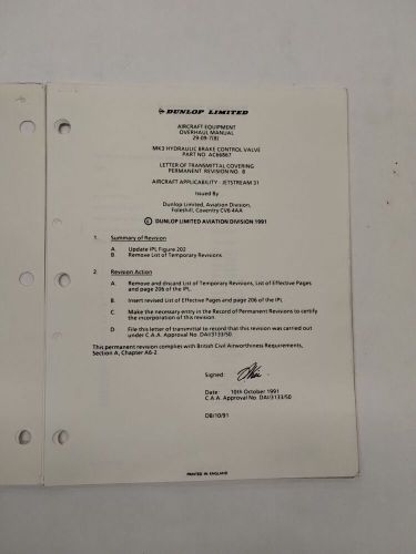 Dunlop Mk3 Hydraulic Brake Control Valve Part No AC66867 Overhaul Illust. Parts, US $19.95, image 21