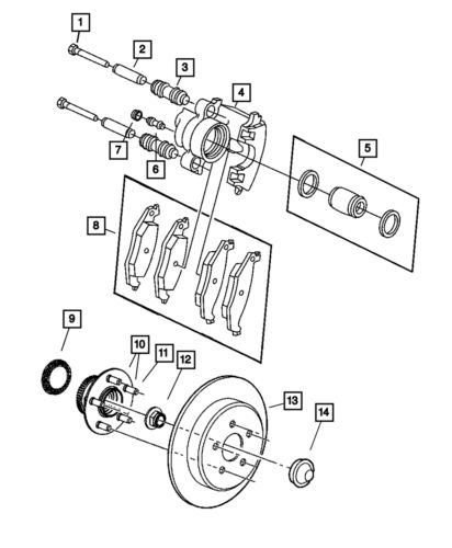 Genuine mopar disc brake caliper left rear 5083159aa