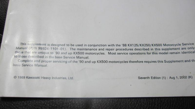 1990-2003 KAWASAKI KX500 99924-1132-57 MOTORCYCLE SERVICE MANUAL SUPPLEMENT, US $9.95, image 3