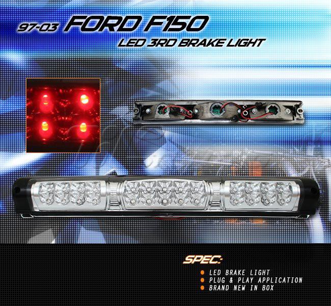 Ford f150 pickup chrome housing led thrid brake light lamp assembly kit