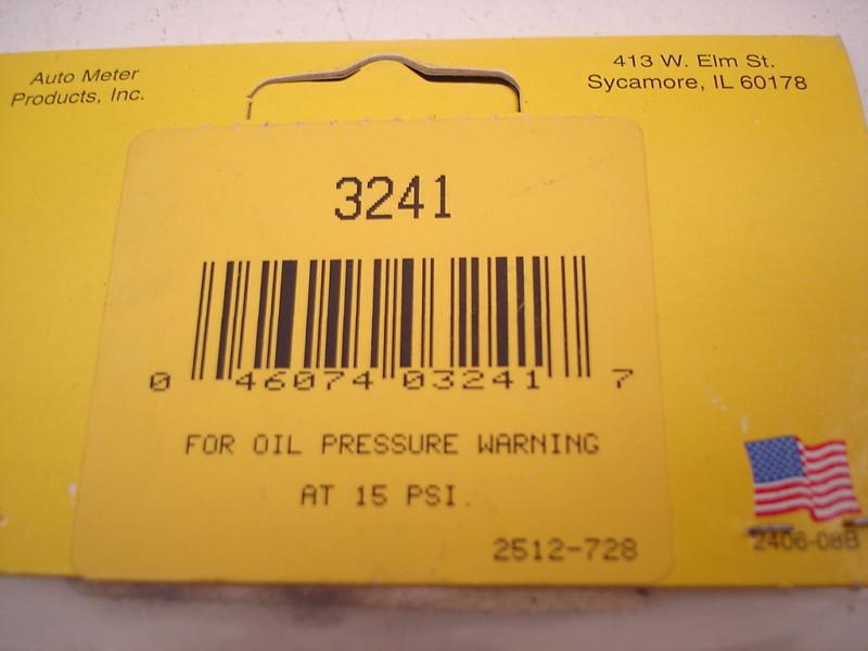 Purchase NEW AUTOMETER GAUGES 15 psi LOW OIL PRESSURE WARNING SENDING UNIT PART 3241 in