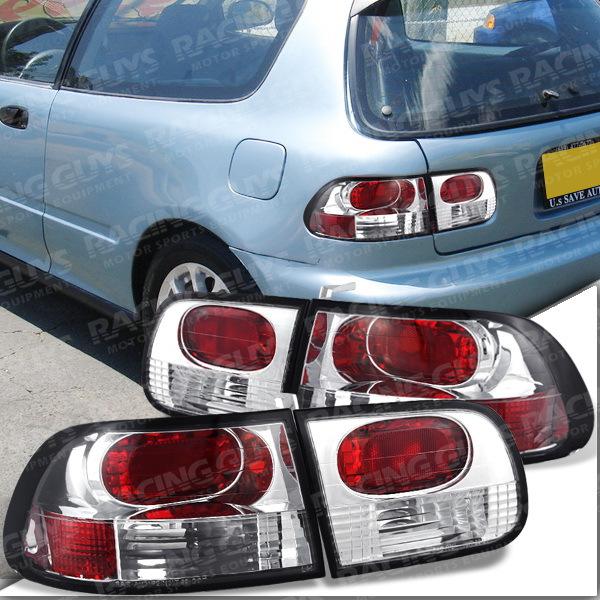 92-95 honda civic si hatchback eg6 jdm tail light rear lamp chrome red altezza