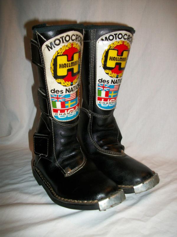 Vtg rare hallman boots 3 des nations champions usa ahrma  motocross boots sz 2