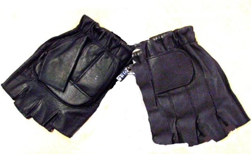 Motorcycle biker mens half finger leather fingerless gloves with gel palms xl
