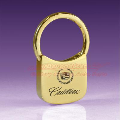 Cadillac logo gold plated key chain, keychain, key ring, licensed + free gift