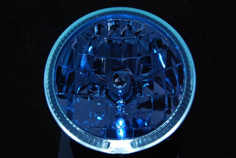 Motorcycle headlight 7" crystal white led halo ring + pilot light + h4 new