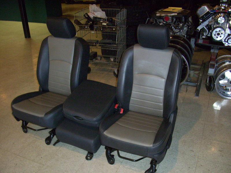 09-13 dodge ram 2 tone black grey tan factory seats console vinyl set nice 11k