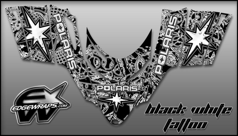 Polaris dragon,shift,rmk, i.q,switchback graphics kit - black white tattoo