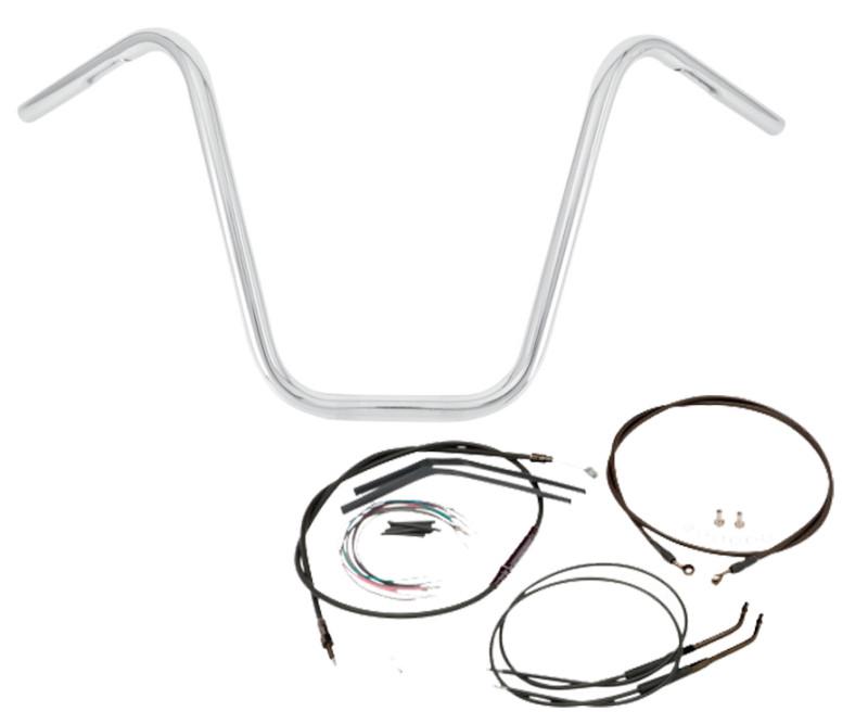 Burly 14" chrome narrow ape hanger & cable kit for 2007-2012 harley sportster