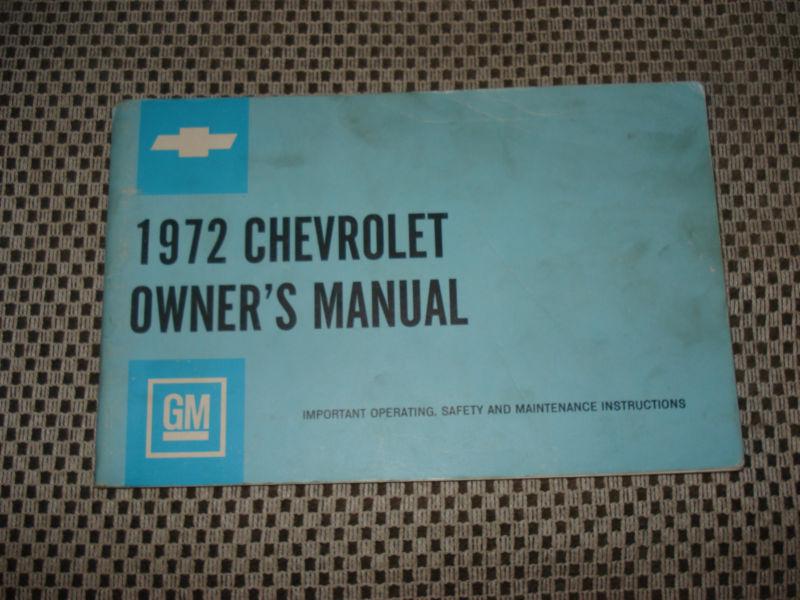 1972 chevy owners manual original glove box book rare