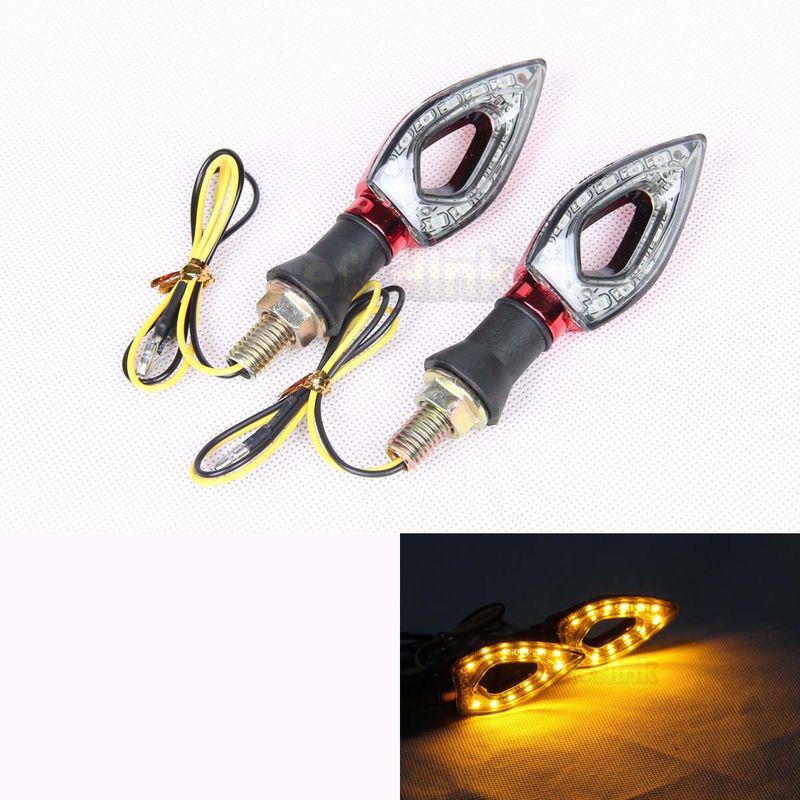 2 x led motorcycle turn signal light indicators honda suzuki kawasaki yamaha red