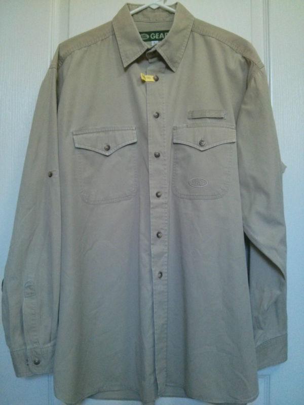 Land rover gear men's long sleeve trek shirt, size l with defects