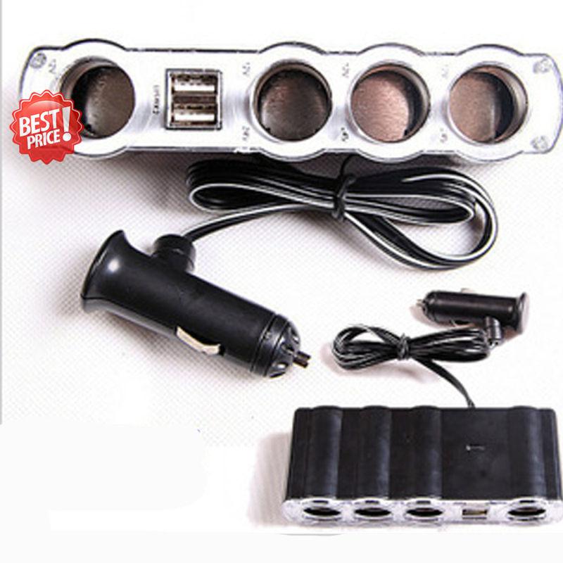 New 12V DC Power Extension Adaptor 4 In 1 Car Cigarette Lighter Charger USB, US $7.99, image 2