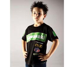 New youth kids boys genuine kawasaki race black cotton logo t-shirt tee large