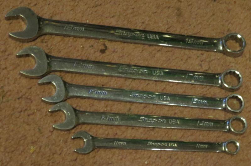 Snap on tools 5pc metric combination wrench set snapon somxm11-soexm19 flank dri