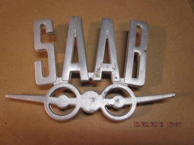 #1 "saab" aluminum name plate circa 50s-60s used
