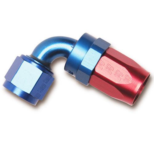 Russell 613160 full flow hose end -6 an 90 degree swivel red/blue