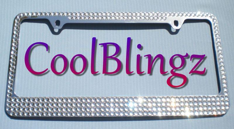 Mega bling clear crystal rhinestone license plate frame diamond sparkle glitz