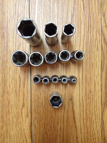 Snap on tools sockets 14pc.     various sizes see description