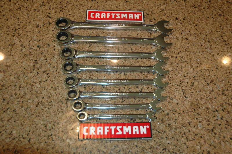 New craftsman fully polished combination ratcheting wrench set (8 piece) (sae)