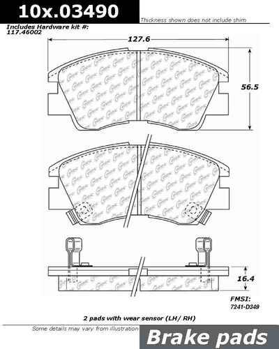 Centric 100.03490 brake pad or shoe, front-oe formula brake pads w/hardware