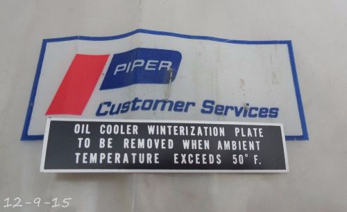New piper winterization placard 581-114  63408-00