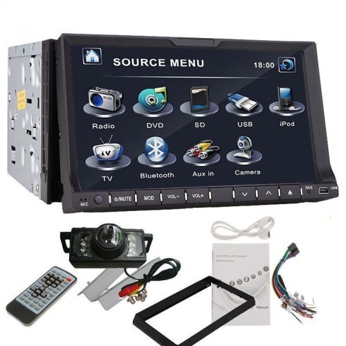 2 din 7" hd tft car radio stereo dvd player ipod bluetooth usb sd tv swc w/cam