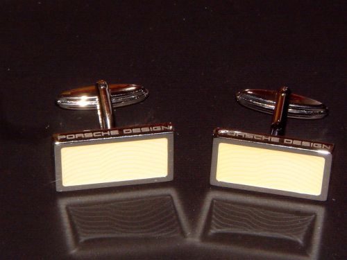 Porsche design p'3400 sterling silver cufflinks w/white lacquer. nibwl&amp;s.