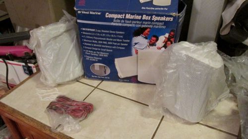 West marine compact waterproof box speakers - 1193119 2-way shielded - new