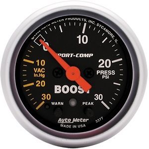 Auto meter 3377 sport-comp series gauge 2&#034; boost/vacuum full sweep electric