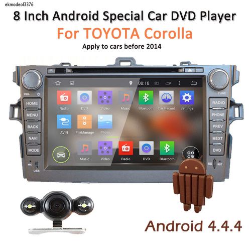 8" android4.4 gps double 2din car stereo dvd player bt camera for toyota/carolla