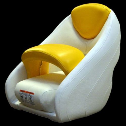 Rinker oem off white / yellow marine boat bucket bolster seat m2423ab00022