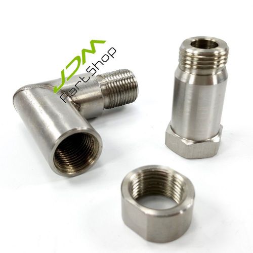 Ss 304 o2 oxygen spacer sensor extension dual fitment 90 degree + nut +straight