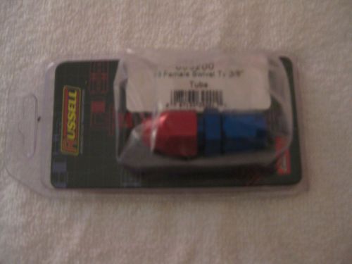 Russell/edelbrock  -6 female swivel to 3/8" tube red/blue anodized fitting